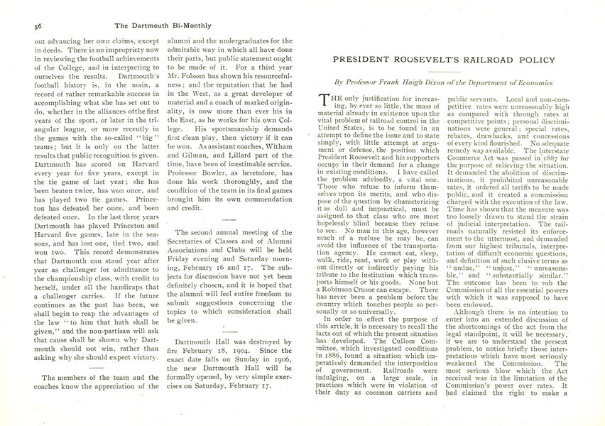 PRESIDENT ROOSEVELT'S RAILROAD POLICY