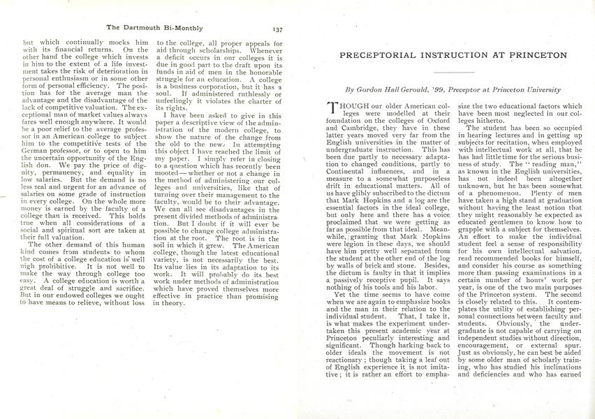 PRECEPTORIAL INSTRUCTION AT PRINCETON