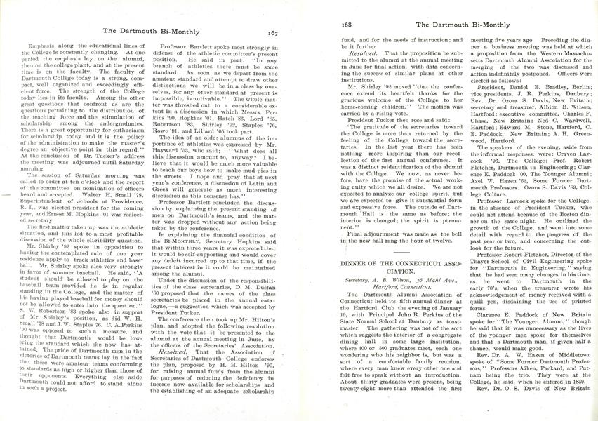 DINNER OF THE CONNECTICUT ASSOCIATION.