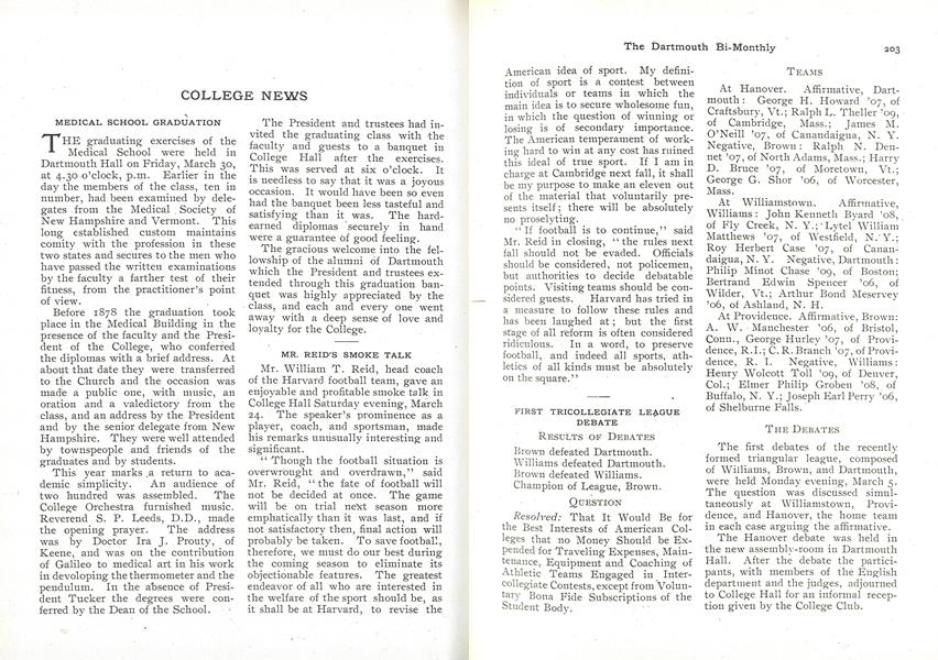FIRST TRICOLLEGIATE LEAGUE DEBATE