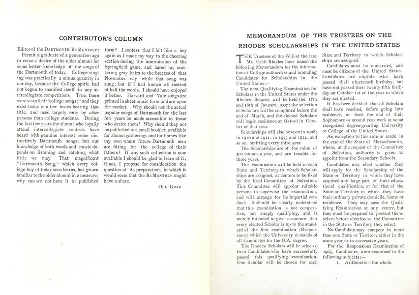 MEMORANDUM OF THE TRUSTEES ON THE RHODES SCHOLARSHIPS IN THE UNITED STATES