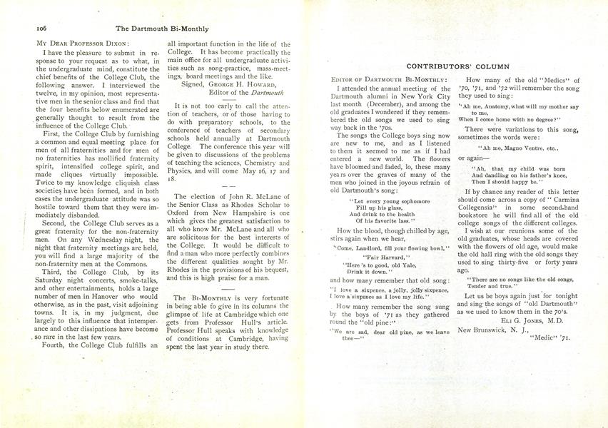 CONTRIBUTORS' COLUMN