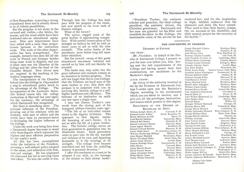 RECIPIENTS OF THE DEGREE OF BACHELOR OF ARTS