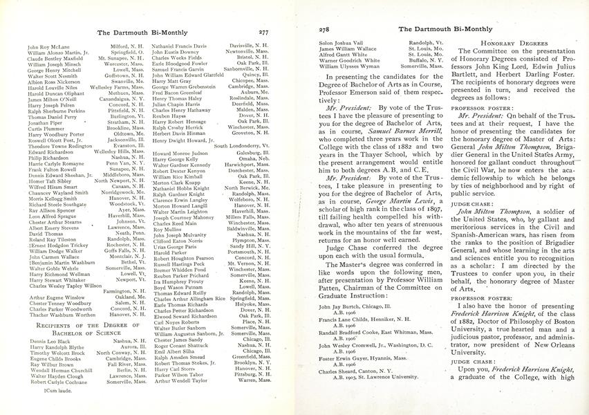 RECIPIENTS OF THE DEGREE OF BACHELOR OF SCIENCE