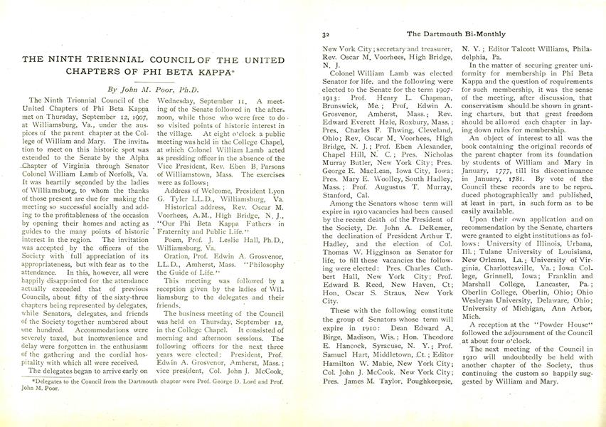 THE NINTH TRIENNIAL COUNCIL OF THE UNITED CHAPTERS OF PHI BETA KAPPA*