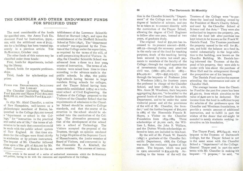 THE CHANDLER AND OTHER ENDOWMENT FUNDS FOR SPECIFIED USES*