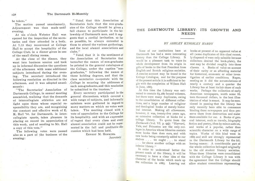 THE DARTMOUTH LIBRARY: ITS GROWTH AND NEEDS