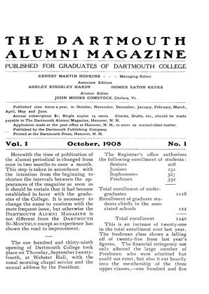 October, 1908 | Dartmouth Alumni Magazine