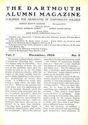 December, 1908 | Dartmouth Alumni Magazine