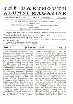 January, 1909 | Dartmouth Alumni Magazine