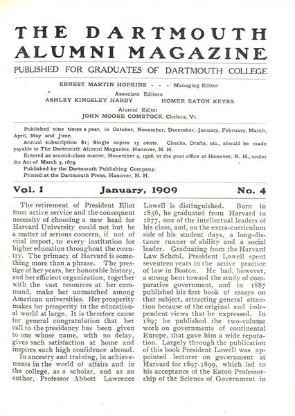 Issue: - January 1909 | Dartmouth Alumni Magazine