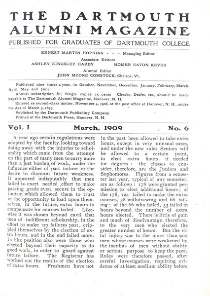 Issue: - March 1909 | Dartmouth Alumni Magazine