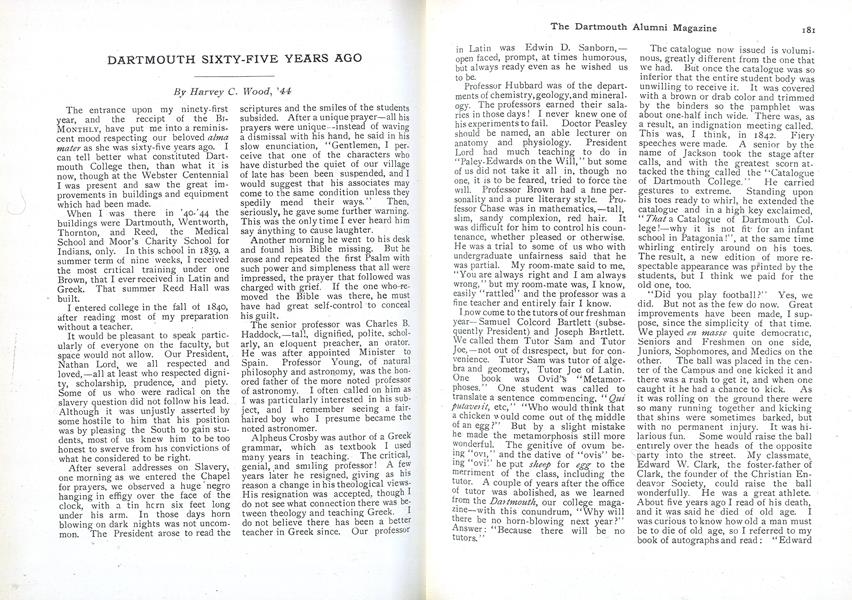 DARTMOUTH SIXTY-FIVE YEARS AGO