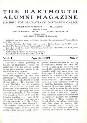 April, 1909 | Dartmouth Alumni Magazine