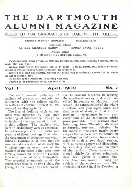 Issue: - April 1909 | Dartmouth Alumni Magazine