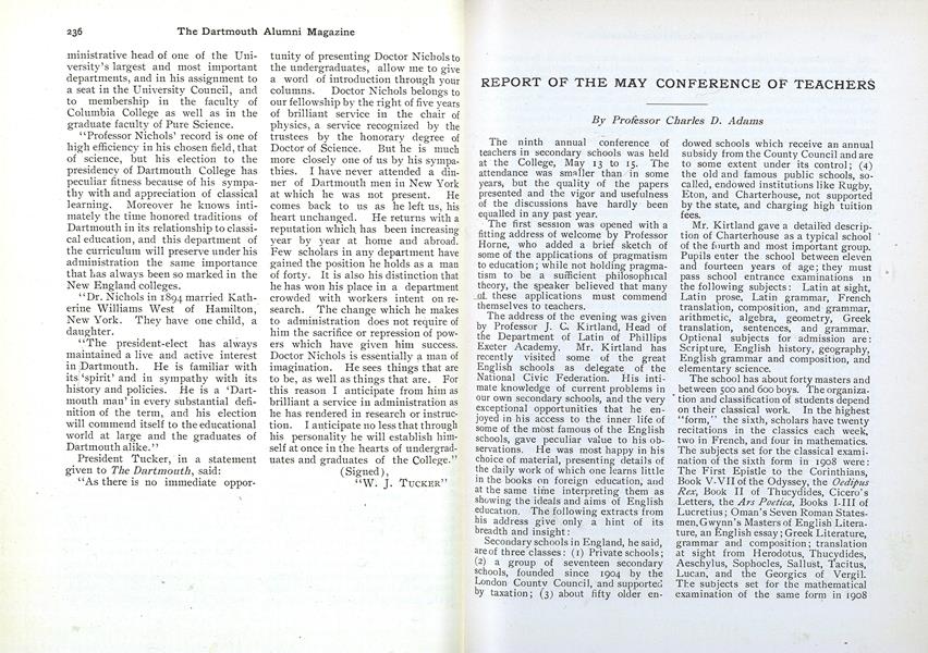 REPORT OF THE MAY CONFERENCE OF TEACHERS
