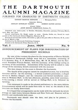 June, 1909 | Dartmouth Alumni Magazine