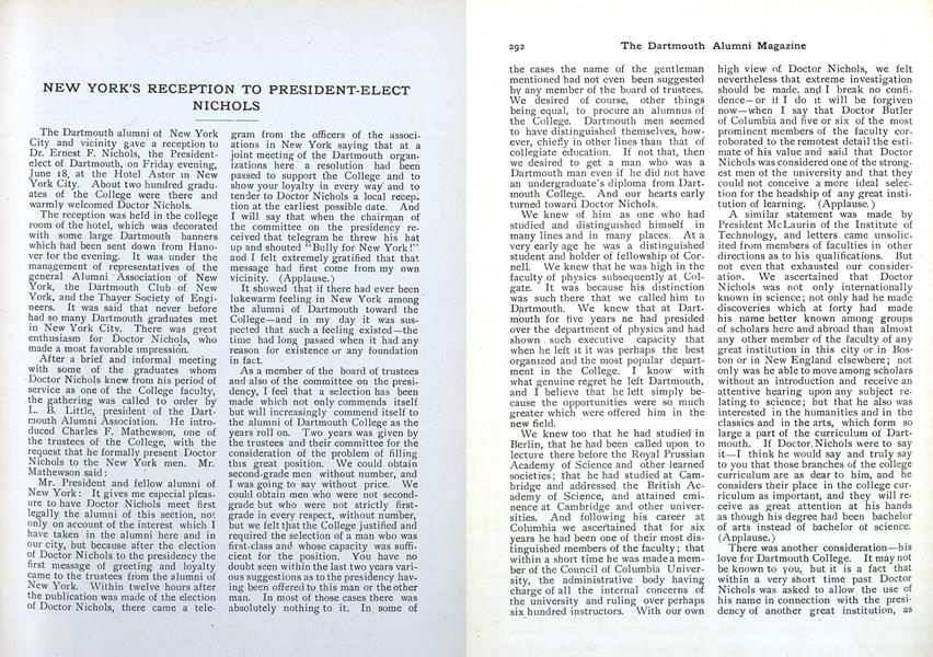 NEW YORK'S RECEPTION TO PRESIDENT-ELECT NICHOLS