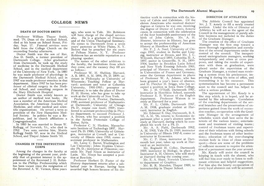 CHANGES IN THE INSTRUCTION CORPS