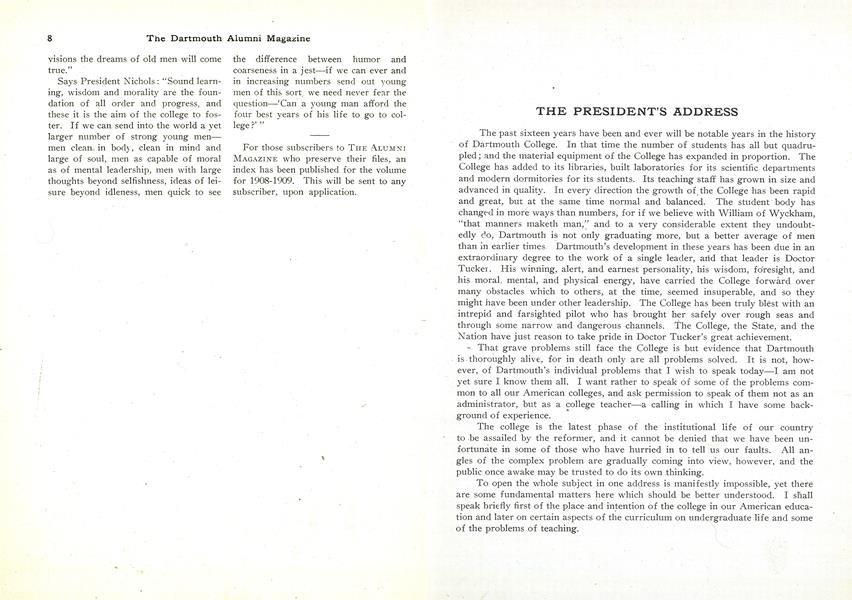 THE PRESIDENT'S ADDRESS
