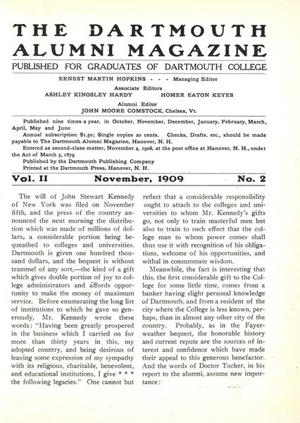 The will of John Stewart Kennedy of New York was filed on November