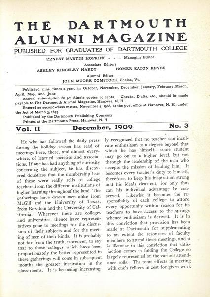 Issue: - December 1909 | Dartmouth Alumni Magazine