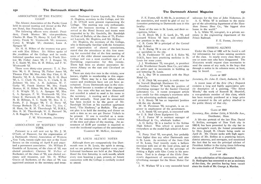 ASSOCIATION OF THE PACIFIC COAST