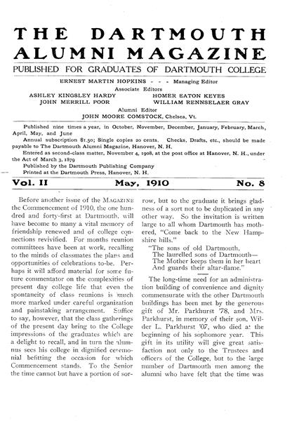 Issue: - May 1910 | Dartmouth Alumni Magazine