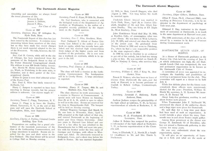 DARTMOUTH LUNCH CLUB Of BOSTON
