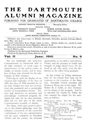 June, 1910 | Dartmouth Alumni Magazine