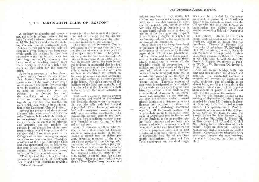 THE DARTMOUTH CLUB OF BOSTON*