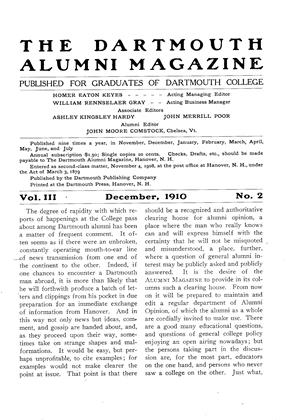 December, 1910 | Dartmouth Alumni Magazine