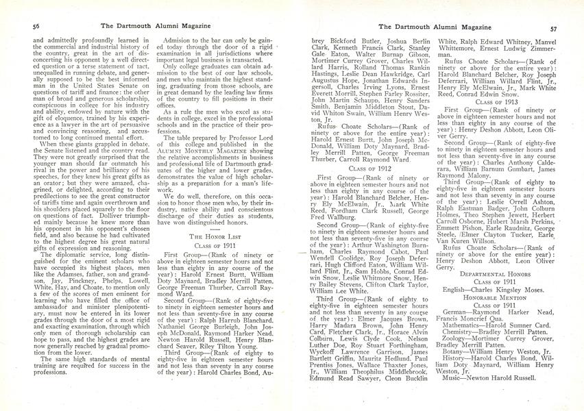 THE HONOR LIST