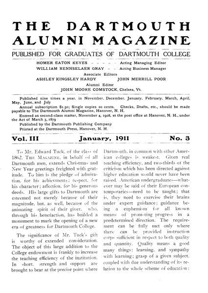Issue: - January 1911 | Dartmouth Alumni Magazine