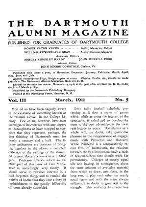March, 1911 | Dartmouth Alumni Magazine
