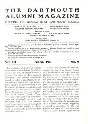April, 1911 | Dartmouth Alumni Magazine