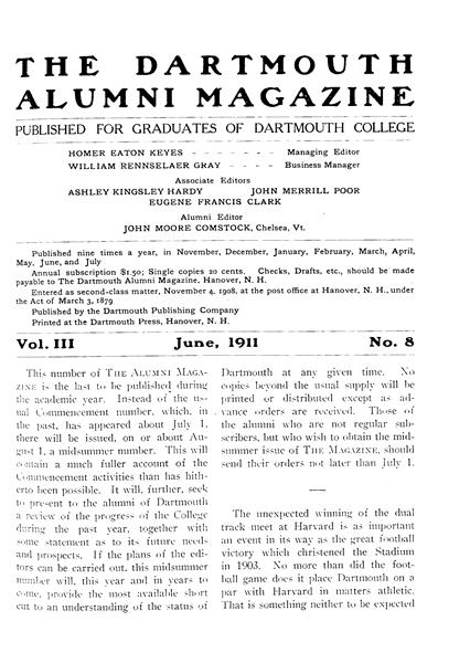 Issue: - June 1911 | Dartmouth Alumni Magazine