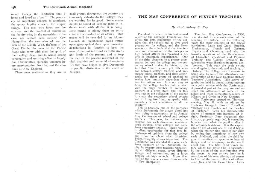 THE MAY CONFERENCE OF HISTORY TEACHERS