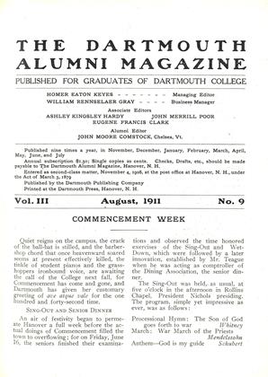August, 1911 | Dartmouth Alumni Magazine