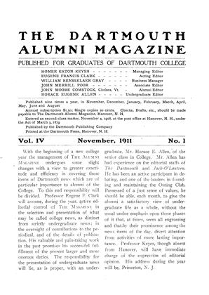November, 1911 | Dartmouth Alumni Magazine