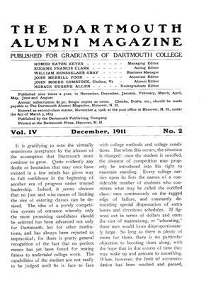 December, 1911 | Dartmouth Alumni Magazine