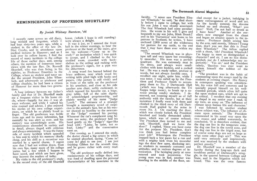 REMINISCENCES OF PROFESSOR SHURTLEFF