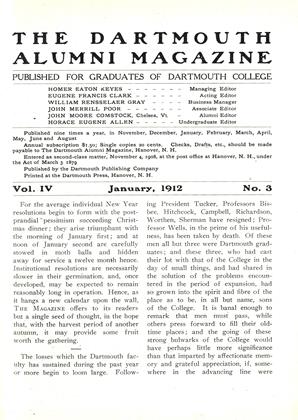 January, 1912 | Dartmouth Alumni Magazine
