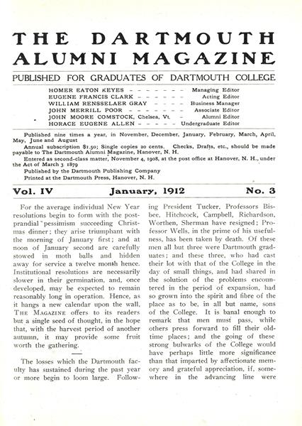 Issue: - January 1912 | Dartmouth Alumni Magazine