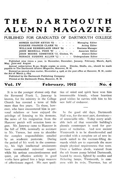 Issue: - February 1912 | Dartmouth Alumni Magazine