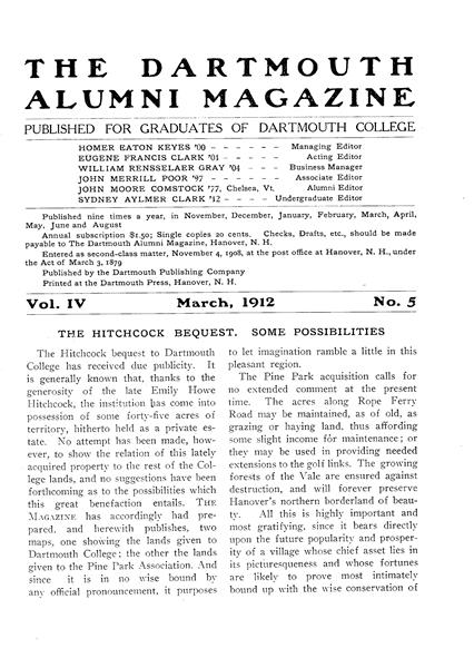 THE HITCHCOCK BEQUEST. SOME POSSIBILITIES