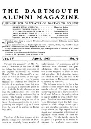 April, 1912 | Dartmouth Alumni Magazine