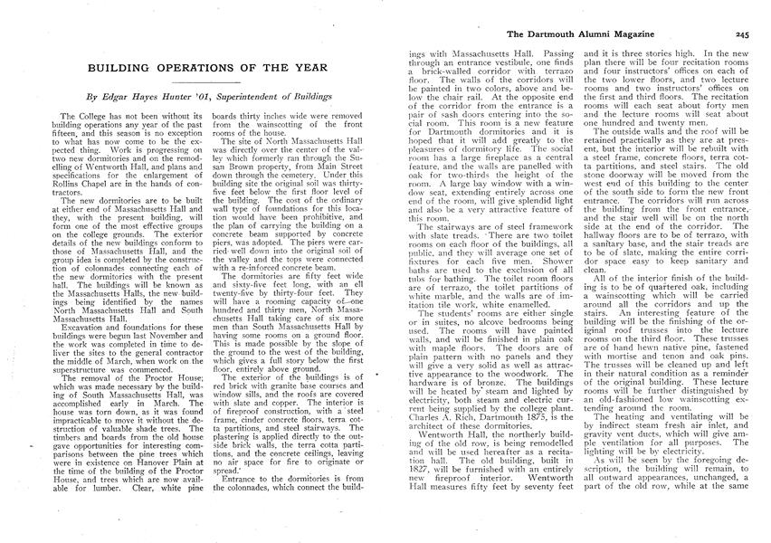 BUILDING OPERATIONS OF THE YEAR
