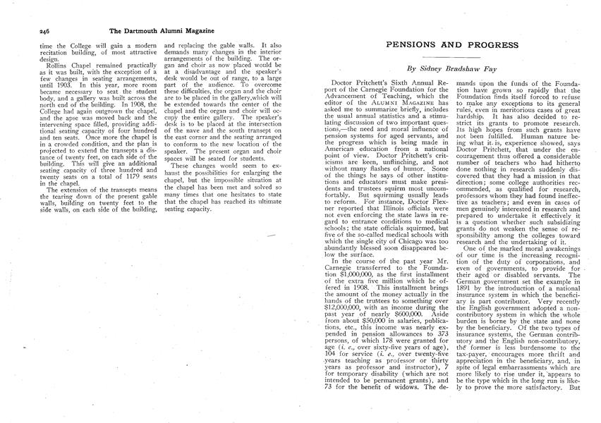 PENSIONS AND PROGRESS