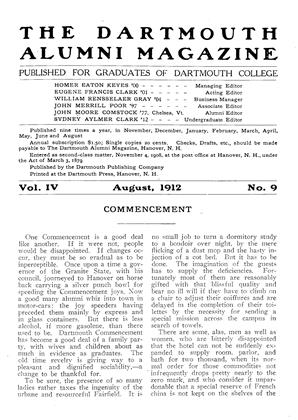 August, 1912 | Dartmouth Alumni Magazine